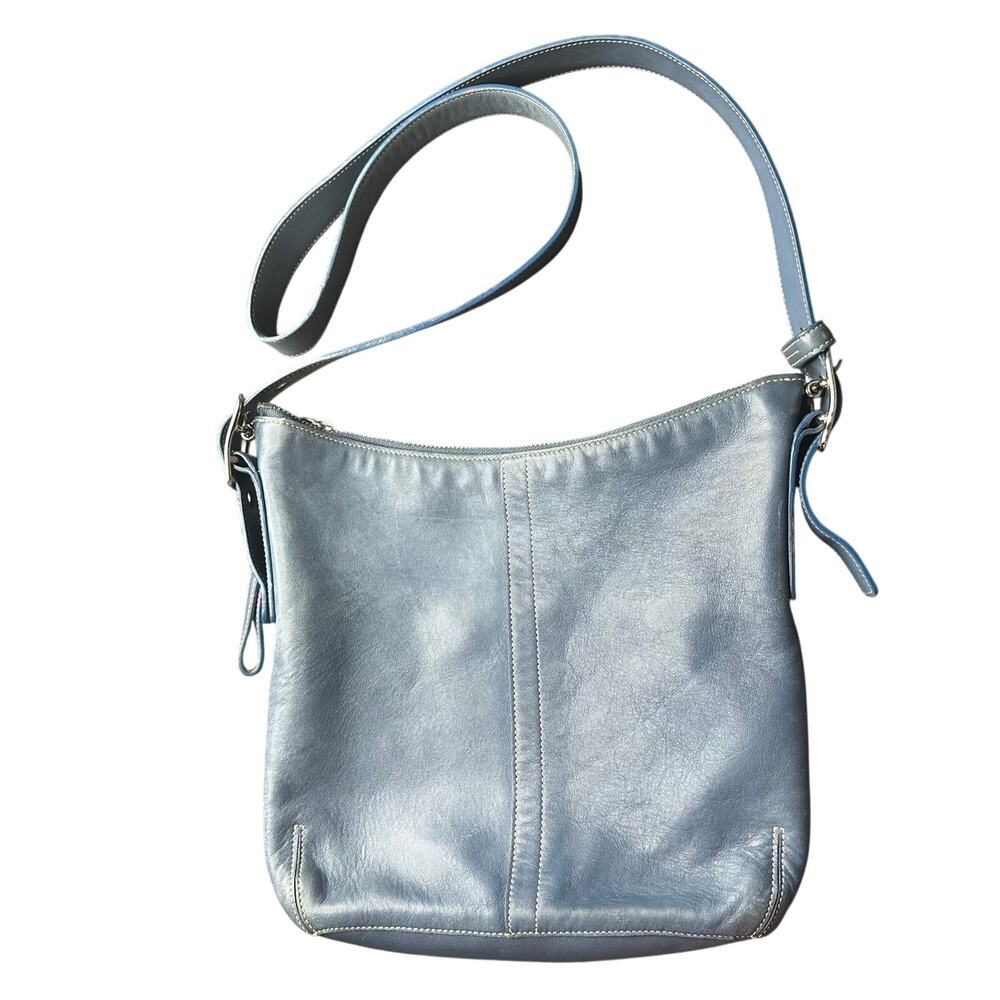 Coach Legacy Blue Leather Slim Bucket Adjustable Shoulder Crossbody Bag 9326